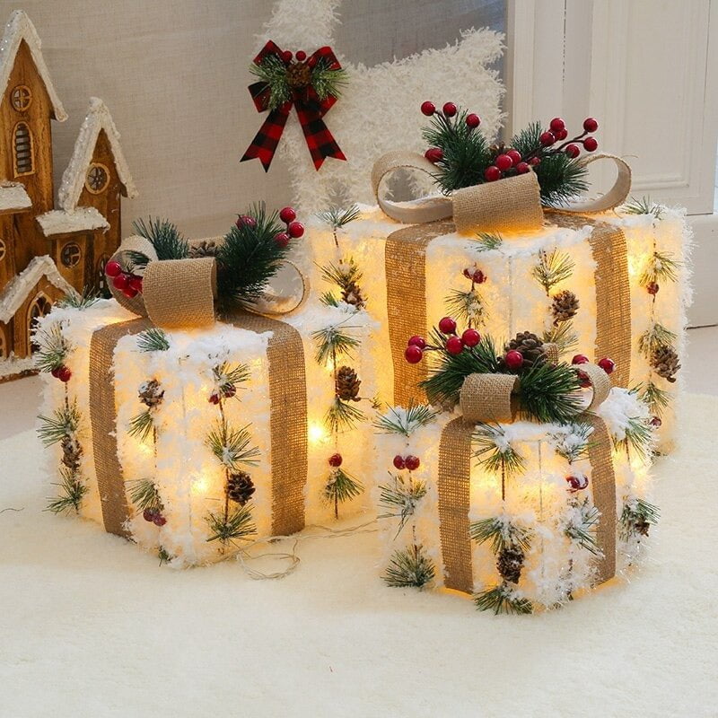 Christmas Lighted Gift Boxes (Set of 3)