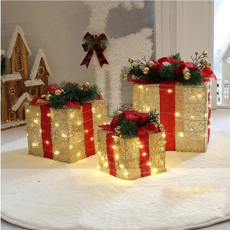 Christmas Lighted Gift Boxes (Set of 3)