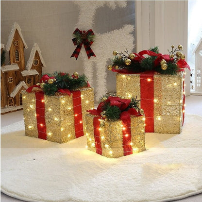 Christmas Lighted Gift Boxes (Set of 3)
