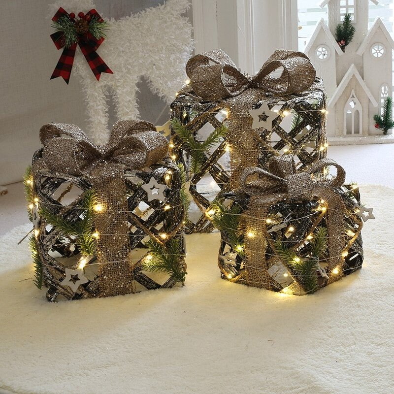 Christmas Lighted Gift Boxes (Set of 3)