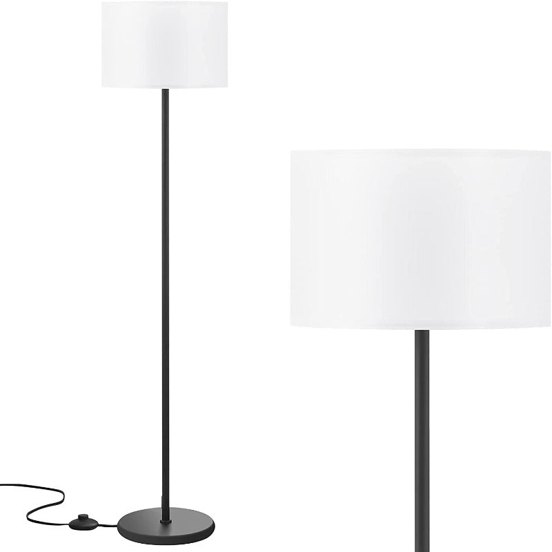 LED Floor Lamp Simple Design, Modern Floor Lamp With Shade, Tall Lamps for Living Room Bedroom Office Dining Room Kitchen, Black Pole Lamp With Foot Switch