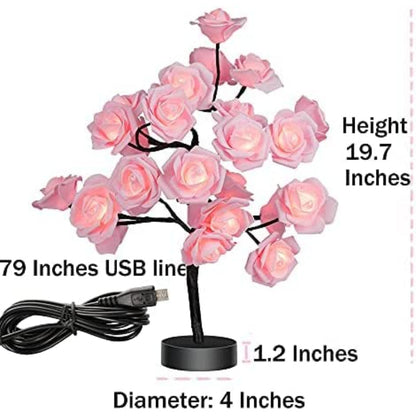 Gift for Girls Women Mom Wife Friends Unique Last Forever Flower Tree Rose lamp Best Home Décor For Wedding Living Room Bedroom Party