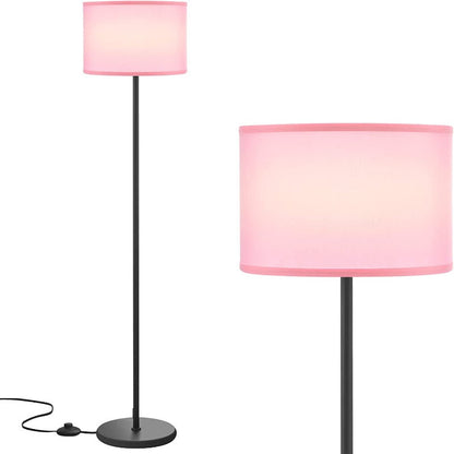 LED Floor Lamp Simple Design, Modern Floor Lamp With Shade, Tall Lamps for Living Room Bedroom Office Dining Room Kitchen, Black Pole Lamp With Foot Switch