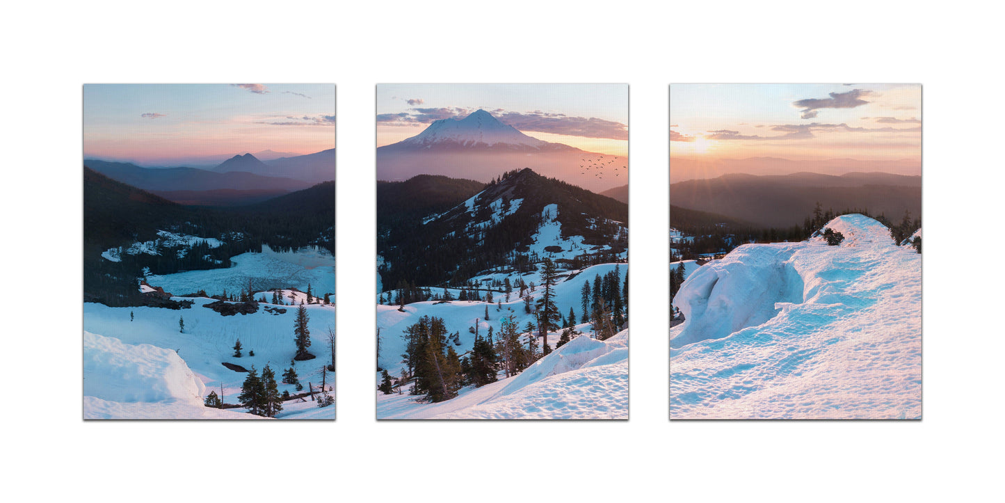 Mount Shasta Volcano Glaciers Stretched Canvas