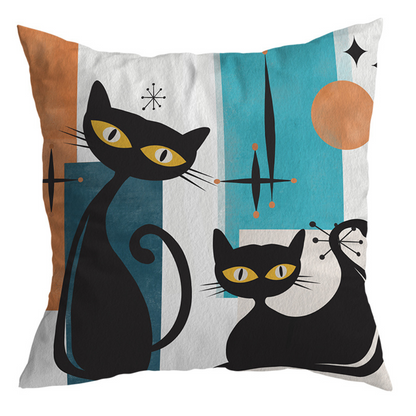 Atomic Retro Feline Cushion Cover