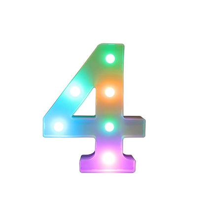 RGB Decorative LED Light Up Number Letters, White Plastic Marquee Number Lights Sign Party Wedding Decor Battery Operated