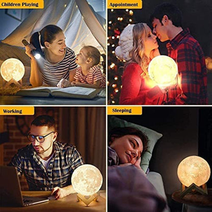 Birthday Gifts For Women Girls Boys Girlfriend Boyfriend Anniversary, Moon Lamp 2023 Upgrade With Timer, 3D Printing 16 Colors Wooden Stand & Remote/Touch Control 4.8 Inch