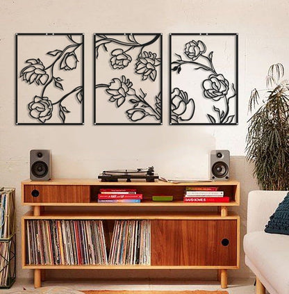 Flower Styled Metal Wall Art (3 Pieces)