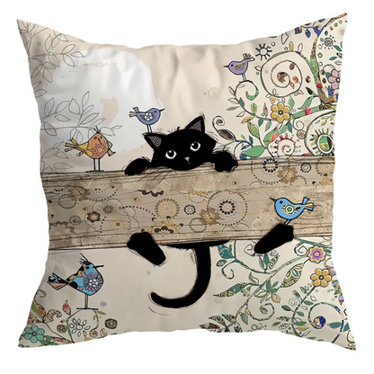 Vintage Black Cat Cushion Covers