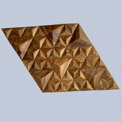 Parallelepiped Wood Mosaic Wall Panel