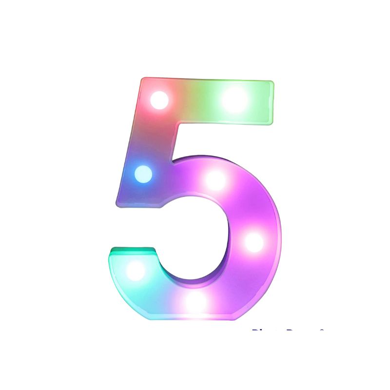 RGB Decorative LED Light Up Number Letters, White Plastic Marquee Number Lights Sign Party Wedding Decor Battery Operated