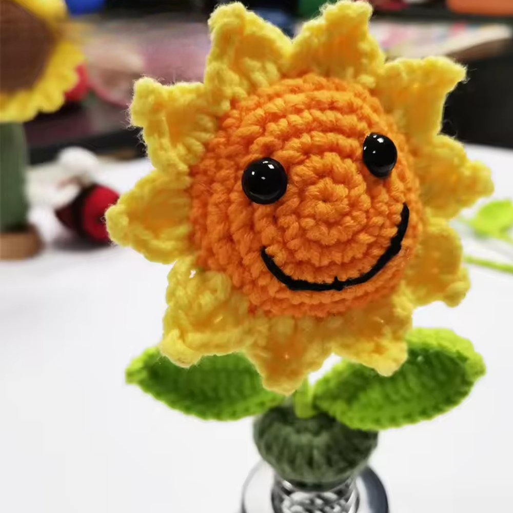 Car Dashboard Crochet Sunflower