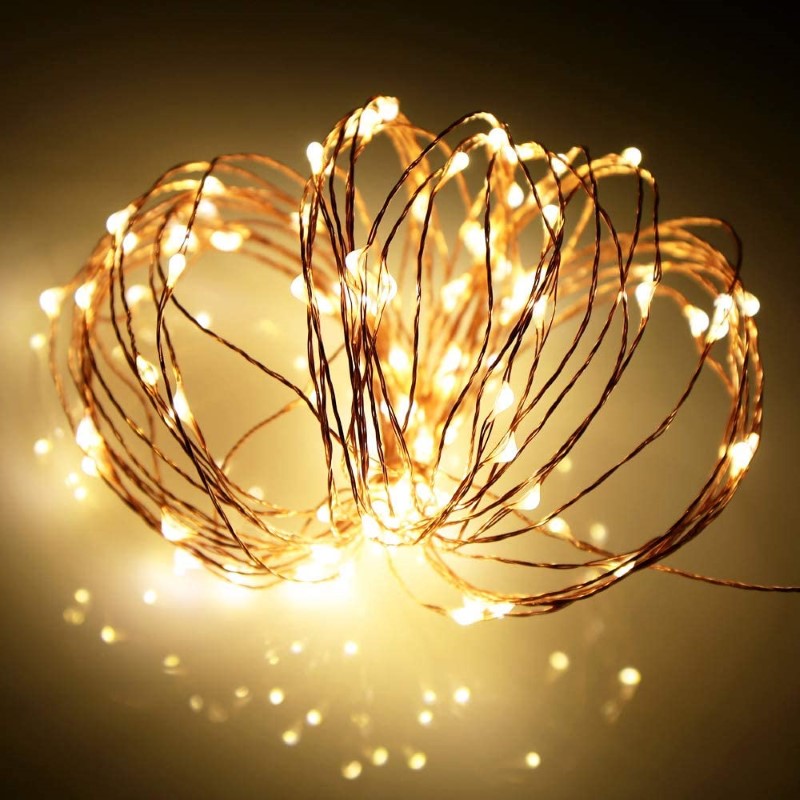 LED Fairy Lights Battery Operated, 1 Pack Mini Battery Powered Copper Wire Starry Fairy Lights for Bedroom, Christmas, Parties, Wedding, Centerpiece, Decoration (5m/16ft)