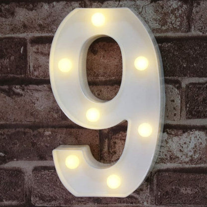 Decorative LED Light Up Number Letters, White Plastic Marquee Number Lights Sign Party Wedding Decor Battery Operated