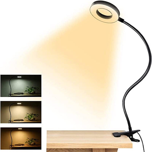 Clip On Light Reading Lights , 48 LED USB Desk Lamp With 3 Color Modes 10 Brightness, Eye Protection Book Clamp Light , 360 ° Flexible Gooseneck Clamp Lamp For Desk Headboard Video Conferencing