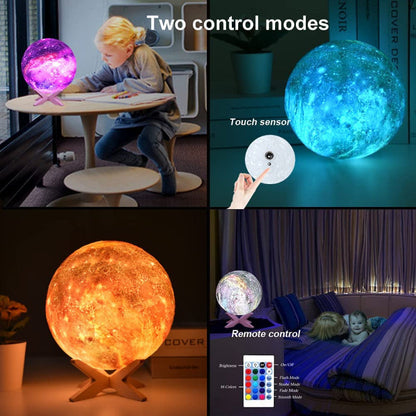 3D Moon Lamp Kids Night Light Galaxy Lamp 16 Colors Led Light With Rechargeable Battery Touch & Remote Control As Birthday Gifts For Boys/Girls/Kids