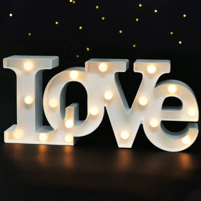 Bright Zeal 16" x 7" Large Love-Bedroom Decor Lights LED Letters (White) - Love Sign for Wall Table - Wedding Decorations Lights for Church - Valentines Day Decorations Lights for Office Home