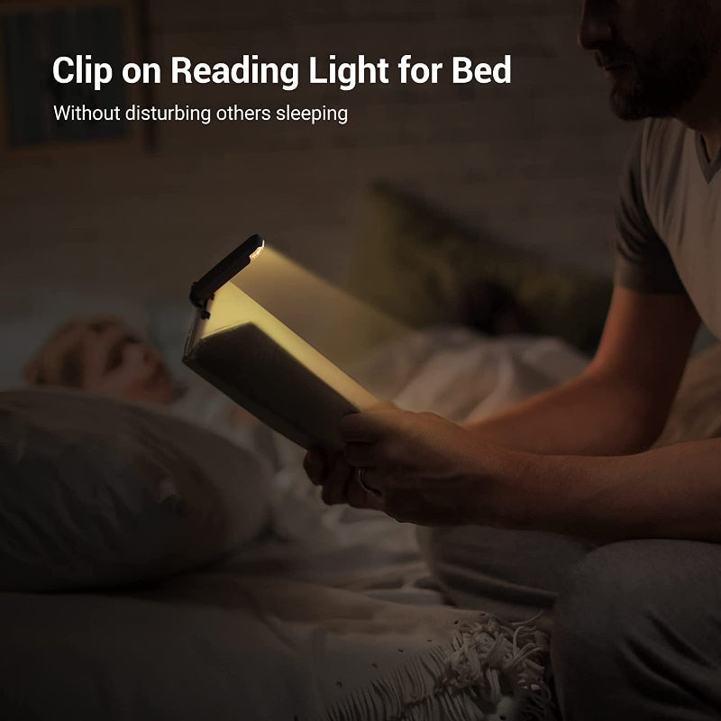 Rechargeable Book Light For Reading In Bed, Warm White, Brightness Adjustable For Eye Care, LED Clip On Book Lights For Kids, Portable Bookmark Light