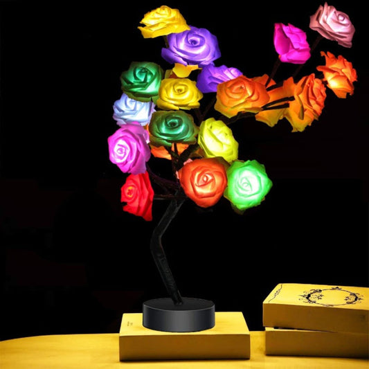 Tabe Lamp Color Changing Flower Tree Rose Lamp With Remote Control With Timer Christmas Birthday Gift For Girl Kids Women For Holiday And Party