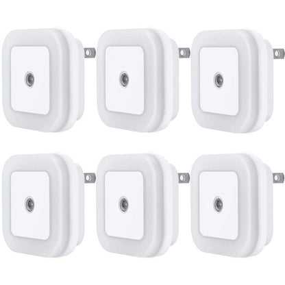 LED Night Light Lamp With Smart Sensor Dusk to Dawn Sensor, Daylight White, 0.5W Plug-in, 6-Pack