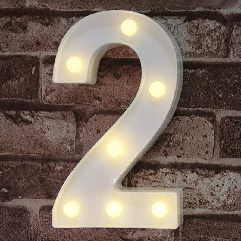 Decorative LED Light Up Number Letters, White Plastic Marquee Number Lights Sign Party Wedding Decor Battery Operated