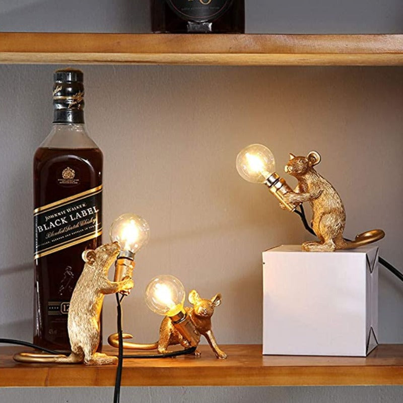 Table Lamp Set Mouse Shape Resin Creative Desk Light Bedside Lamp Room Home Room Decor