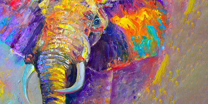 Elephant Abstract Art Stretched Canvas