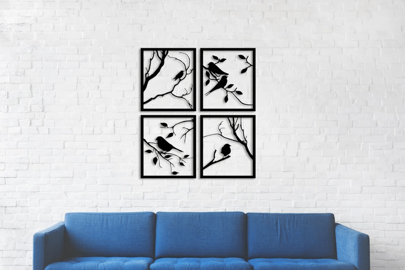 Birds Metal Wall Art (4 Pieces)