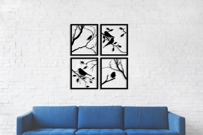 Birds Metal Wall Art (4 Pieces)