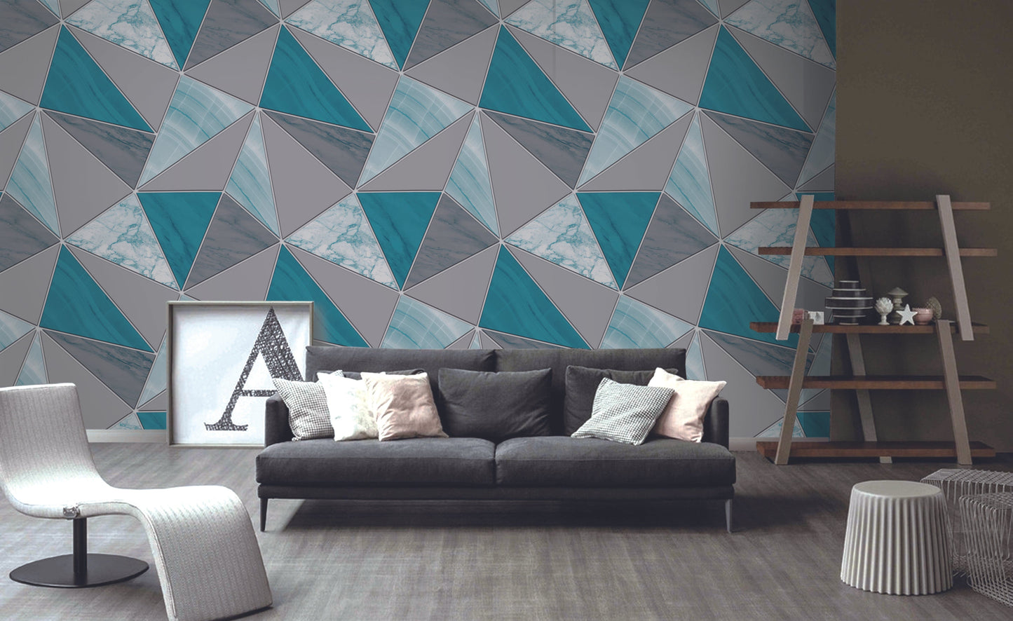 Triangle Geometric Styled Suede Wallpaper