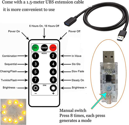 Himalayan Salt String Light With USB Power | Natural Salt Block 10 LED and 60Inch Extension Cord