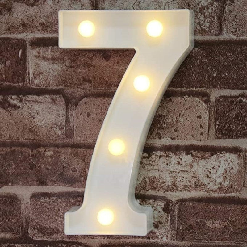 Decorative LED Light Up Number Letters, White Plastic Marquee Number Lights Sign Party Wedding Decor Battery Operated