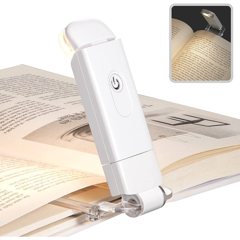 Rechargeable Book Light For Reading In Bed, Warm White, Brightness Adjustable For Eye Care, LED Clip On Book Lights For Kids, Portable Bookmark Light