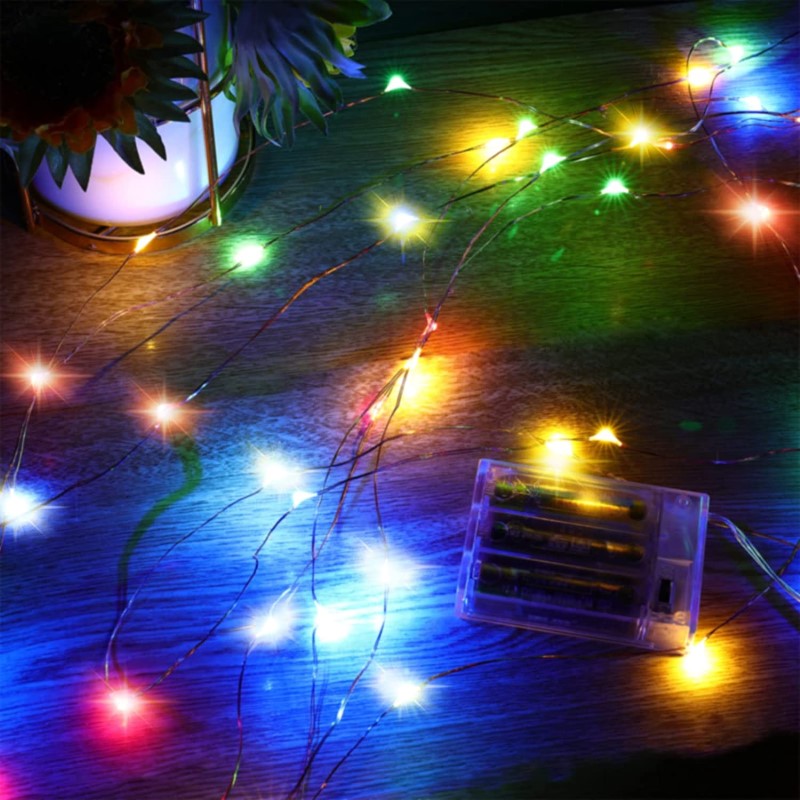 LED Fairy Lights Battery Operated, 1 Pack Mini Battery Powered Copper Wire Starry Fairy Lights for Bedroom, Christmas, Parties, Wedding, Centerpiece, Decoration (5m/16ft)