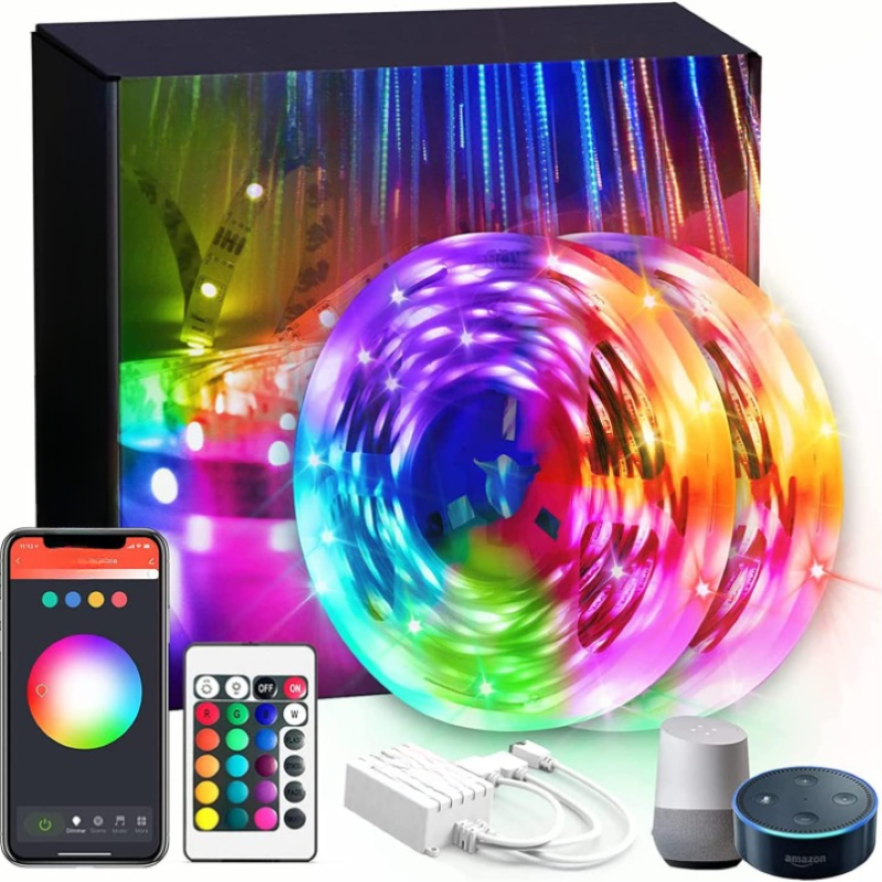 Smart WiFi LED Lights 100ft, Tuya App Controlled Led Strip Lights, Work With Alexa And Google Assistant, Timer Schedule LED Lights Strip, Color Changing Led Lights For Bedroom Party Kitchen