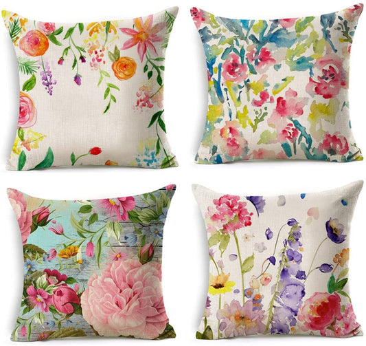 Iridescent Flowers Cushion Cover