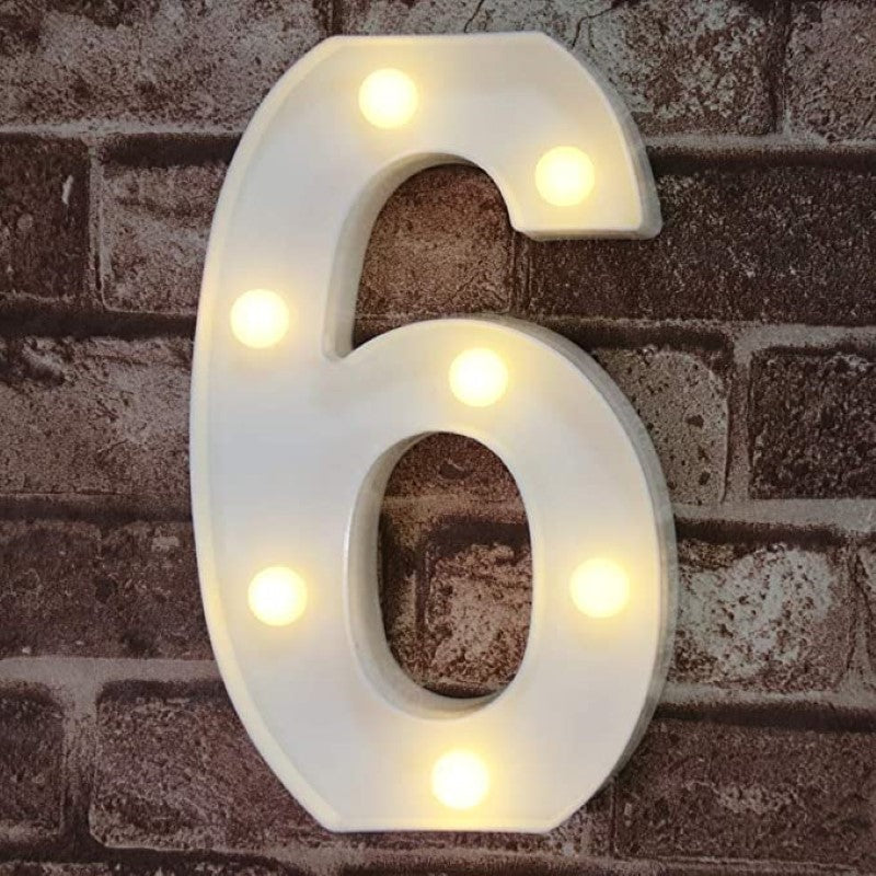 Decorative LED Light Up Number Letters, White Plastic Marquee Number Lights Sign Party Wedding Decor Battery Operated