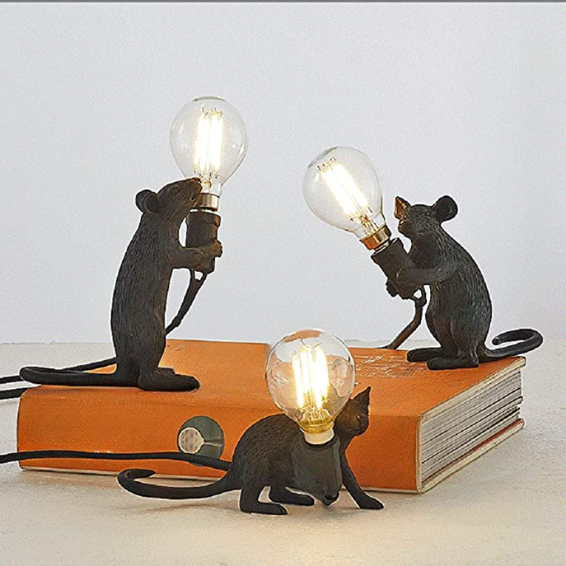 Table Lamp Set Mouse Shape Resin Creative Desk Light Bedside Lamp Room Home Room Decor