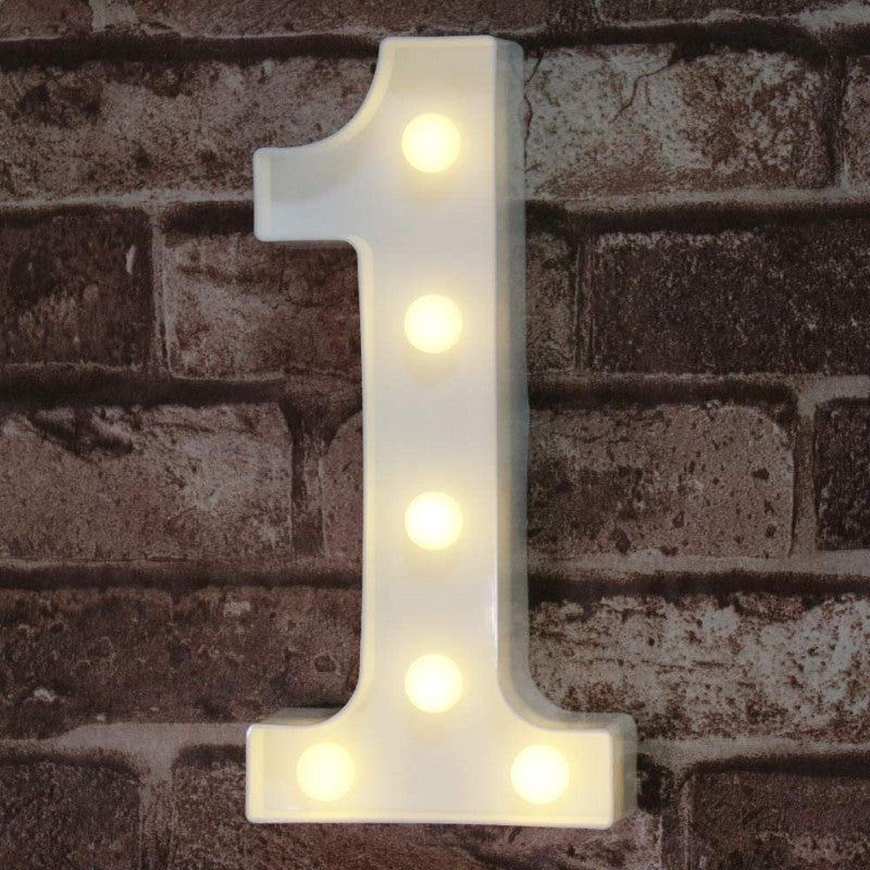 Decorative LED Light Up Number Letters, White Plastic Marquee Number Lights Sign Party Wedding Decor Battery Operated