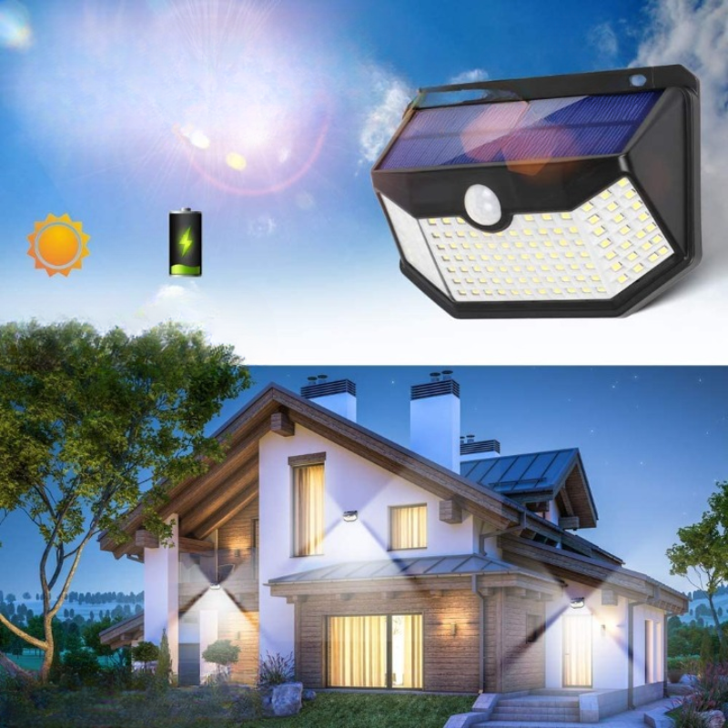 Solar Lights Outdoor 120 LED With Lights Reflector And 3 Lighting Modes, Motion Sensor Security Lights