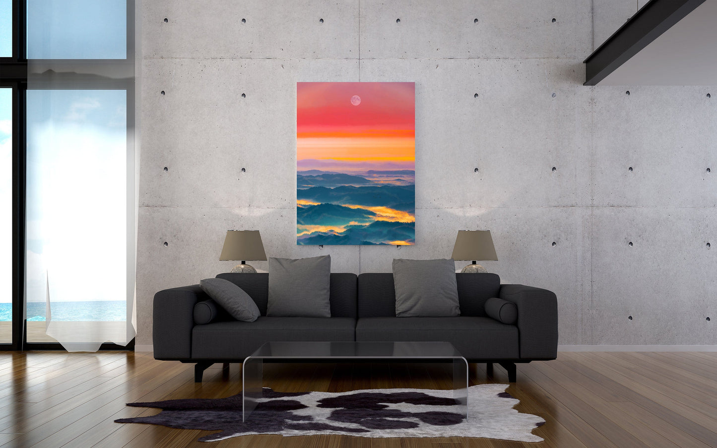 Aerial View of Mountains Stretched Canvas