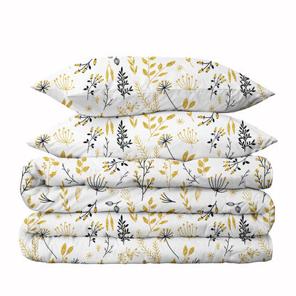 Christmas Gold Floral & Leaf Berries Duvet Cover Set