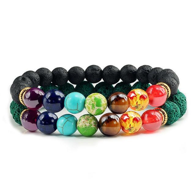 7 CHAKRA Healing Balance Lava Stone Bracelets