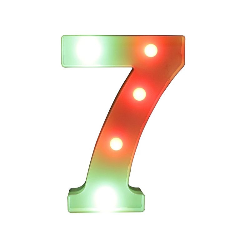 RGB Decorative LED Light Up Number Letters, White Plastic Marquee Number Lights Sign Party Wedding Decor Battery Operated