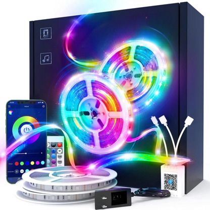 LED Strip Lights, Bluetooth LED Lights For Bedroom, Color Changing Light Strip With Music Sync, Phone Controller And IR Remote