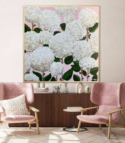 Coastal Hydrangeas Wall Decoration Art Poster Oil Painting Simple Design Wall Art, Unframed.