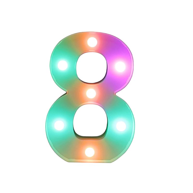 RGB Decorative LED Light Up Number Letters, White Plastic Marquee Number Lights Sign Party Wedding Decor Battery Operated