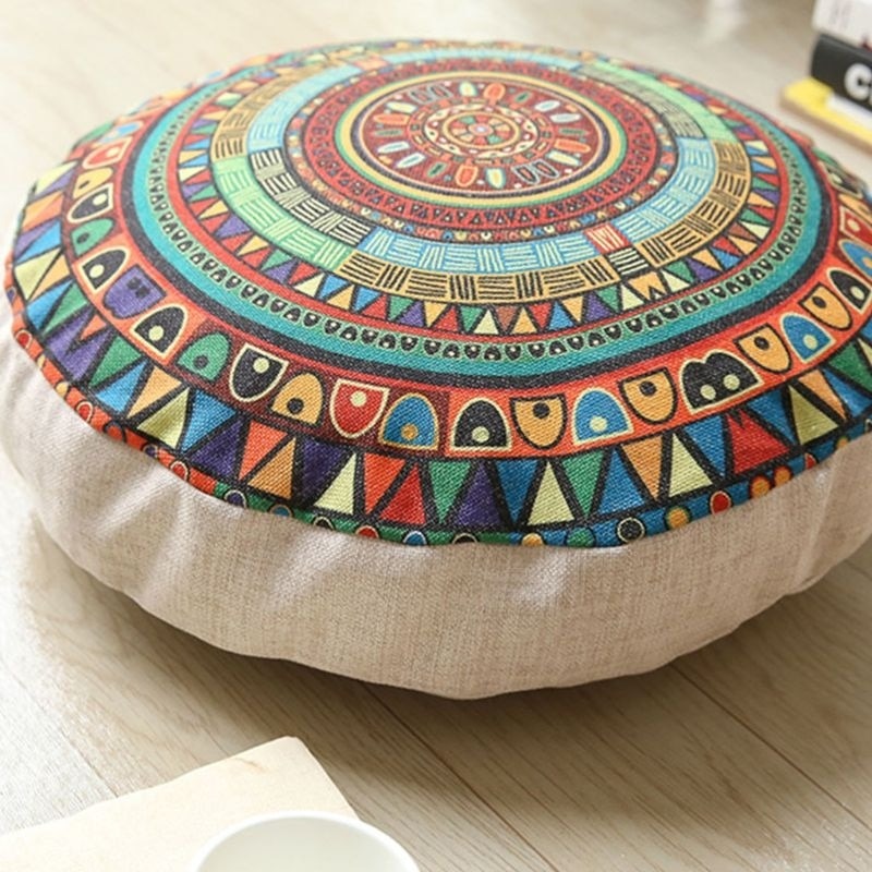 Round florel print yoga meditation cushion