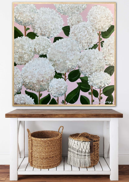 Coastal Hydrangeas Wall Decoration Art Poster Oil Painting Simple Design Wall Art, Unframed.