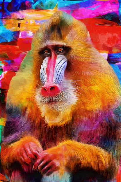 Mandrill Abstract Art Stretched Canvas